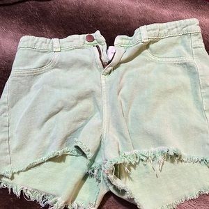 Green jean shorts